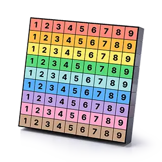 81 unique number-color pairs showing all combinations in color sudoku