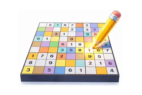 Suirodoku grid showing number-color intrication